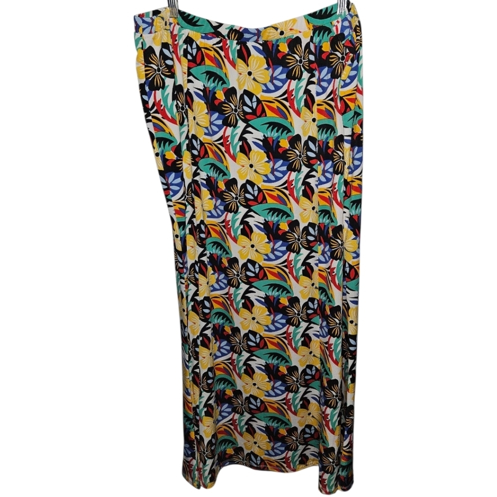 Jessica London Tropical Floral Printed Elastic Waist Maxi Skirt - Picture 2 of 2